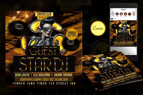 Special Guest Dj Event Instagram Flyer  Template